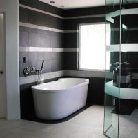 the idea of ​​a bright bathroom design in black and white