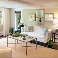 example of a beautiful design of a living room with a bay window photo