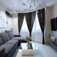 example of an unusual decor of a living room with a bay window photo