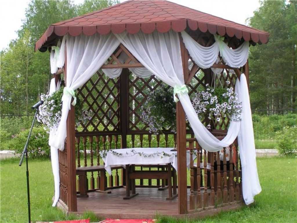 the idea of ​​modern design of the gazebo in the yard