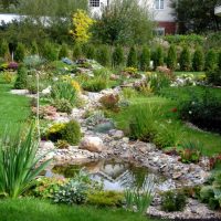 An example of a vivid landscape design of a summer house photo