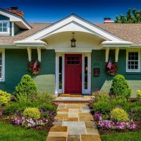 variant of beautiful decoration of the courtyard of a private house photo