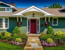 variant of beautiful decoration of the courtyard of a private house photo