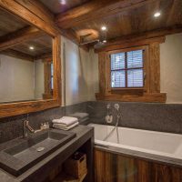 version of a beautiful design of a bathroom in a wooden house picture