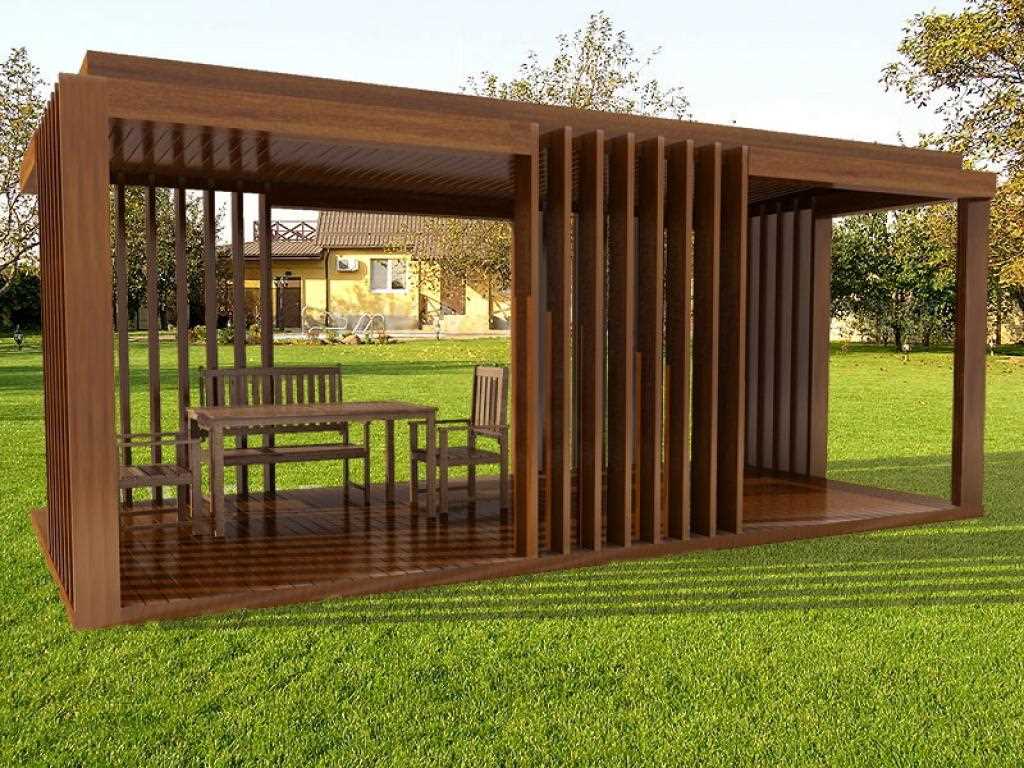 the idea of ​​an unusual interior gazebo in the yard