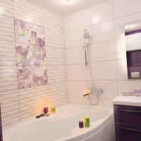 idea of ​​unusual design of a bathroom with a corner bathtub photo