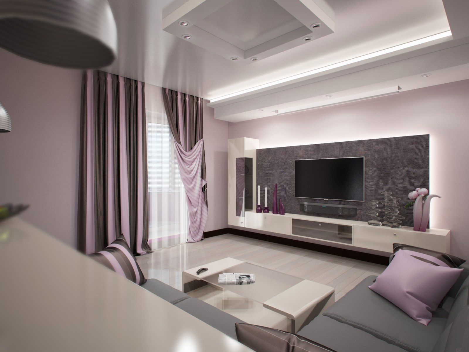 example of an unusual interior of a living room 16 sq.m