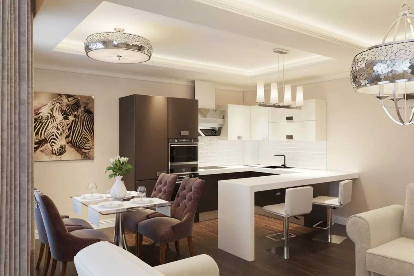 the idea of ​​a beautiful apartment style in bright colors in a modern style