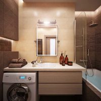 Un exemple de style lumineux d'une salle de bain en photo couleur beige