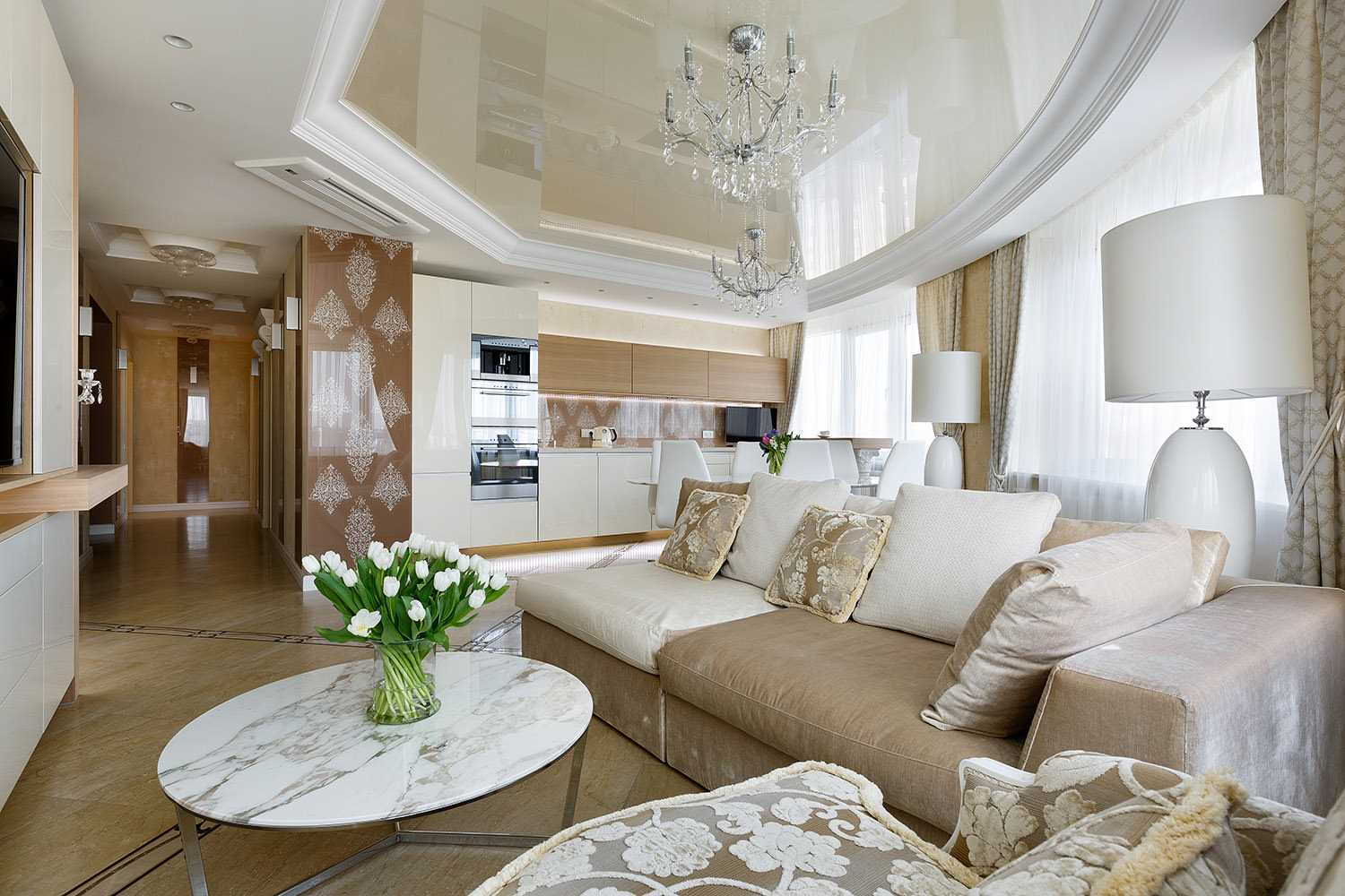 the idea of ​​an unusual combination of beige in the interior of the apartment