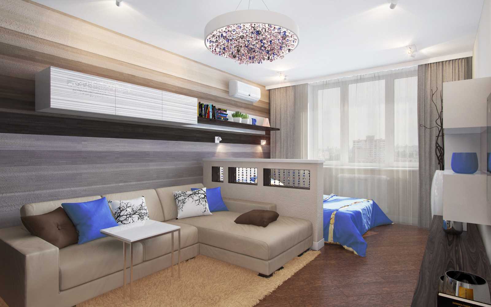 option bright interior bedroom living room 20 sq.m.