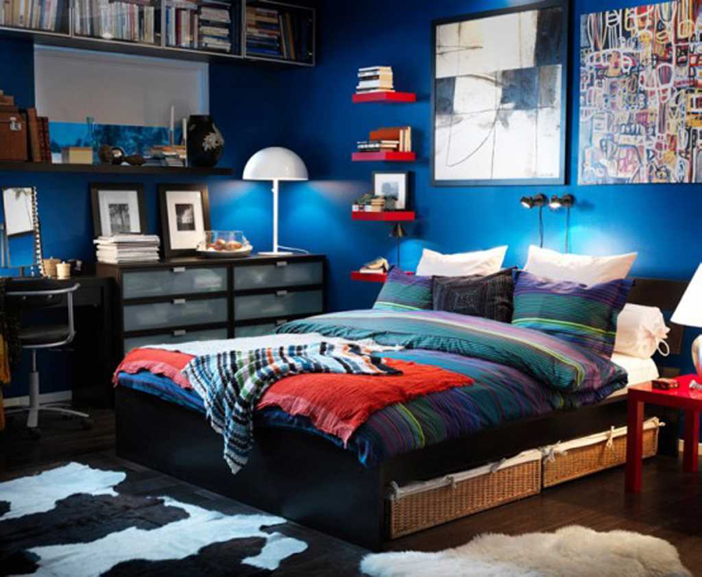 the idea of ​​a bright bedroom style for a young man