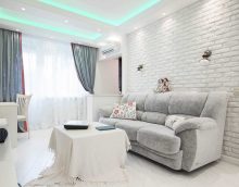 the idea of ​​a bright interior two-room apartment in Khrushchev picture