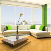 the option of using green in an unusual room interior picture