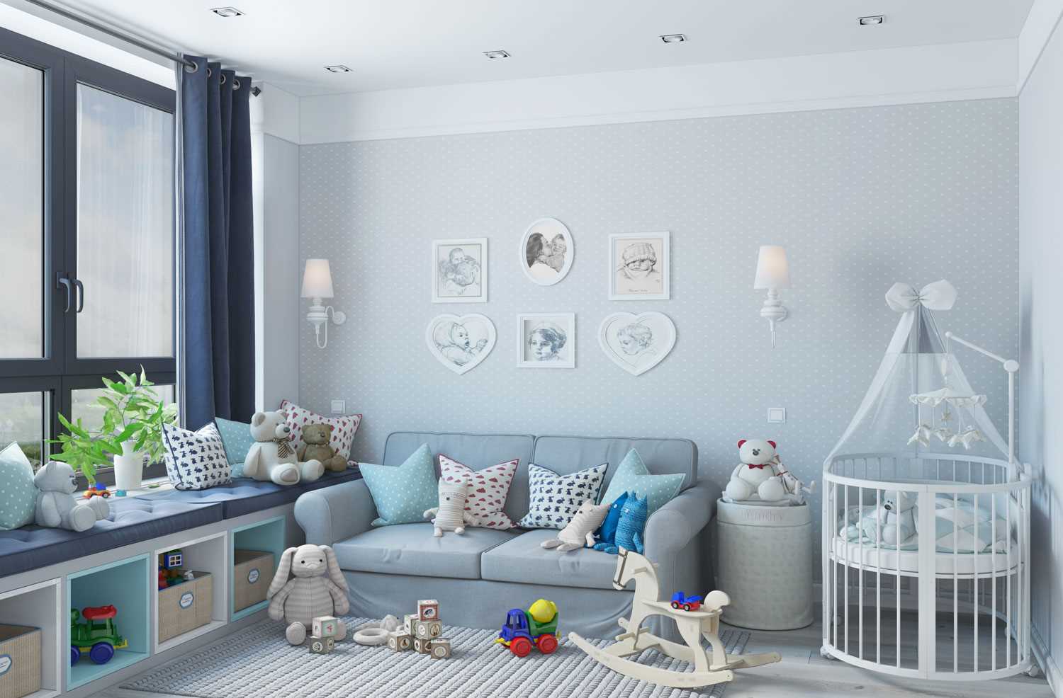 idea of ​​bright modern design of a children's room