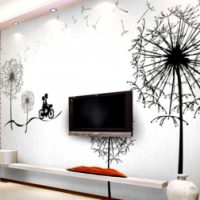 variant of the bright decor of the apartment with wall painting