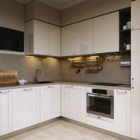 contoh gaya cerah dari foto 14 sq.m dapur