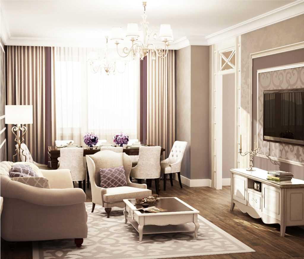 the idea of ​​a bright combination of beige in the interior of the room