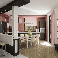 An example of the application of a bright kitchen interior photo