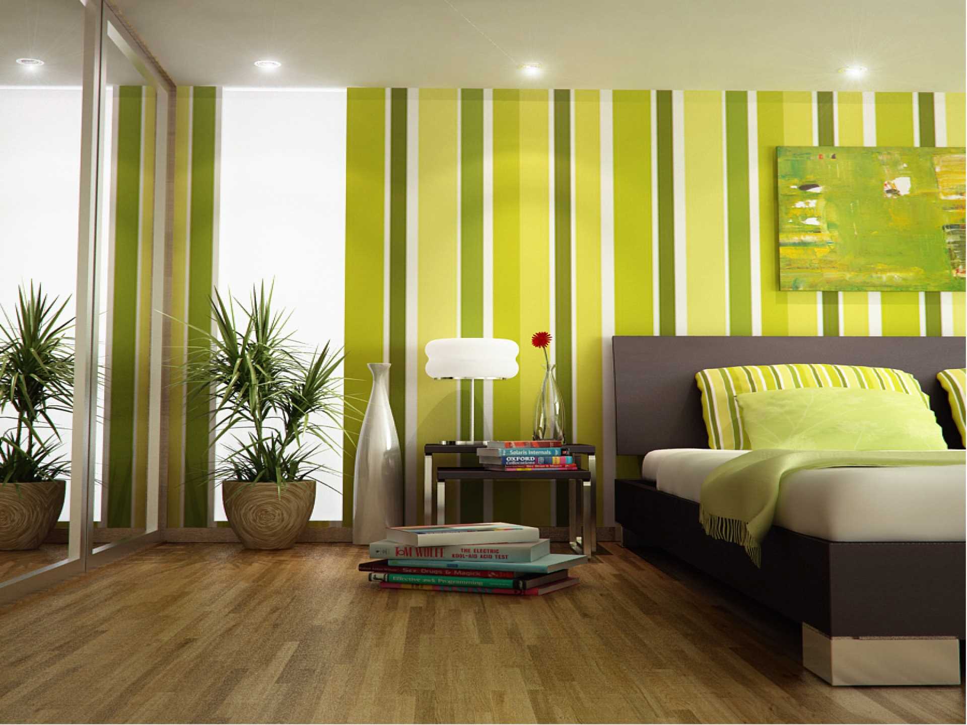 the idea of ​​using green in a beautiful room design