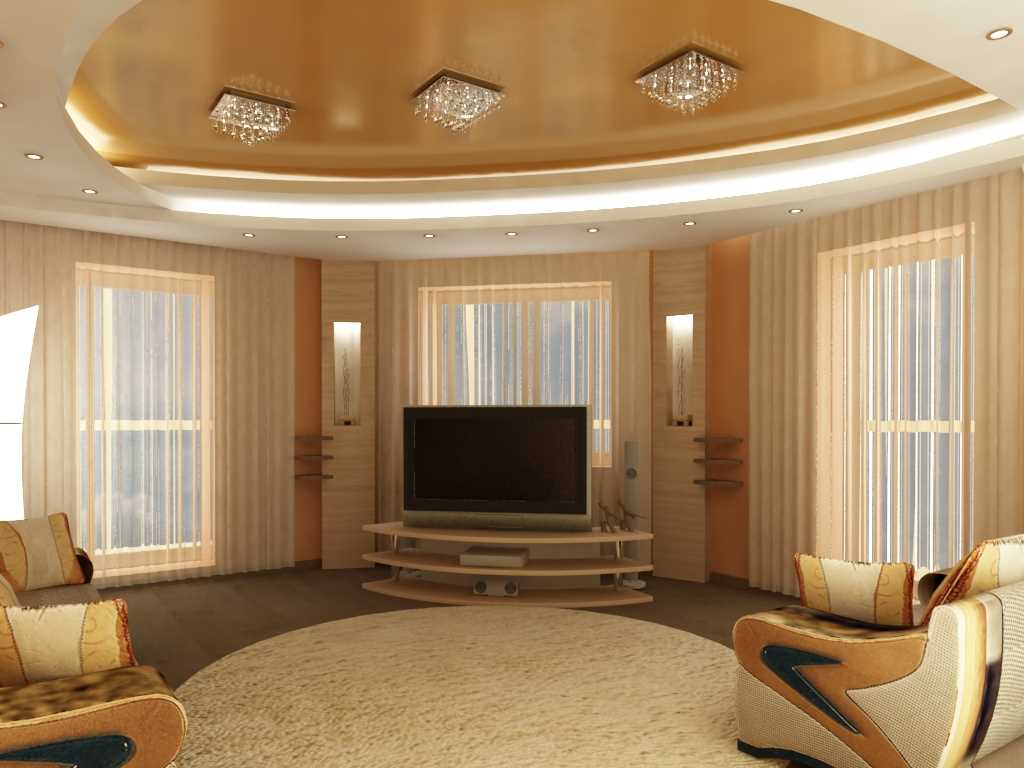 idea of ​​a bright design of a hall in a private house