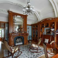 variant of the unusual interior of the apartment in the Romanesque style photo