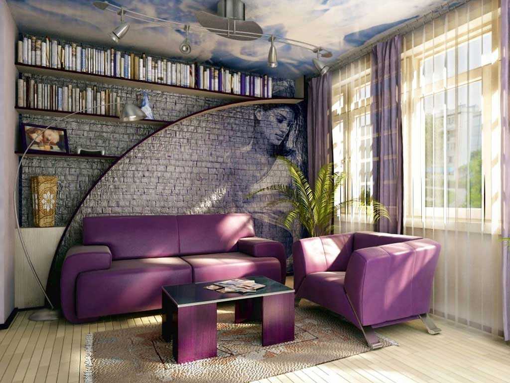 variant of an unusual combination of color in the interior of a modern apartment