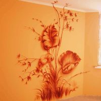 variant of the bright design of the house with painted walls picture