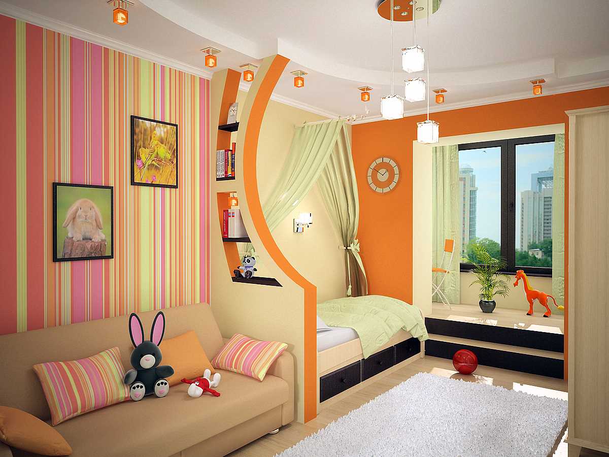 an example of an unusual nursery interior for two girls