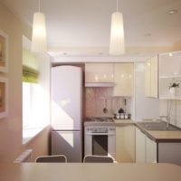 creamy small-sized kitchen design