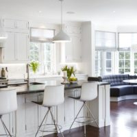 modern kitchen with bay window