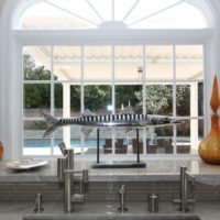 kitchen with bay window modern design