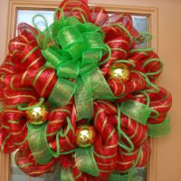 Christmas wreath from a flower mesh