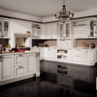 kitchen with dark floor