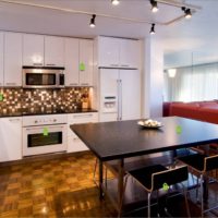 kitchen with a white set