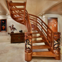 design stairs in a house made of wood photo