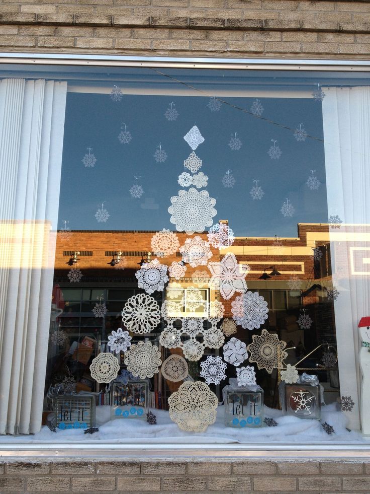 tree of snowflakes on the window