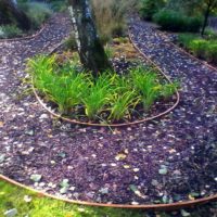 the option of using bright garden paths in the design of the courtyard photo