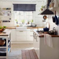 variant of a light kitchen interior with a gas column photo