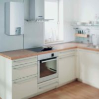 variant of a bright kitchen interior with a gas column picture