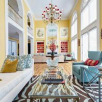 idea of ​​using unusual yellow color in the interior of the room photo