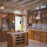 An example of a light rustic kitchen interior picture