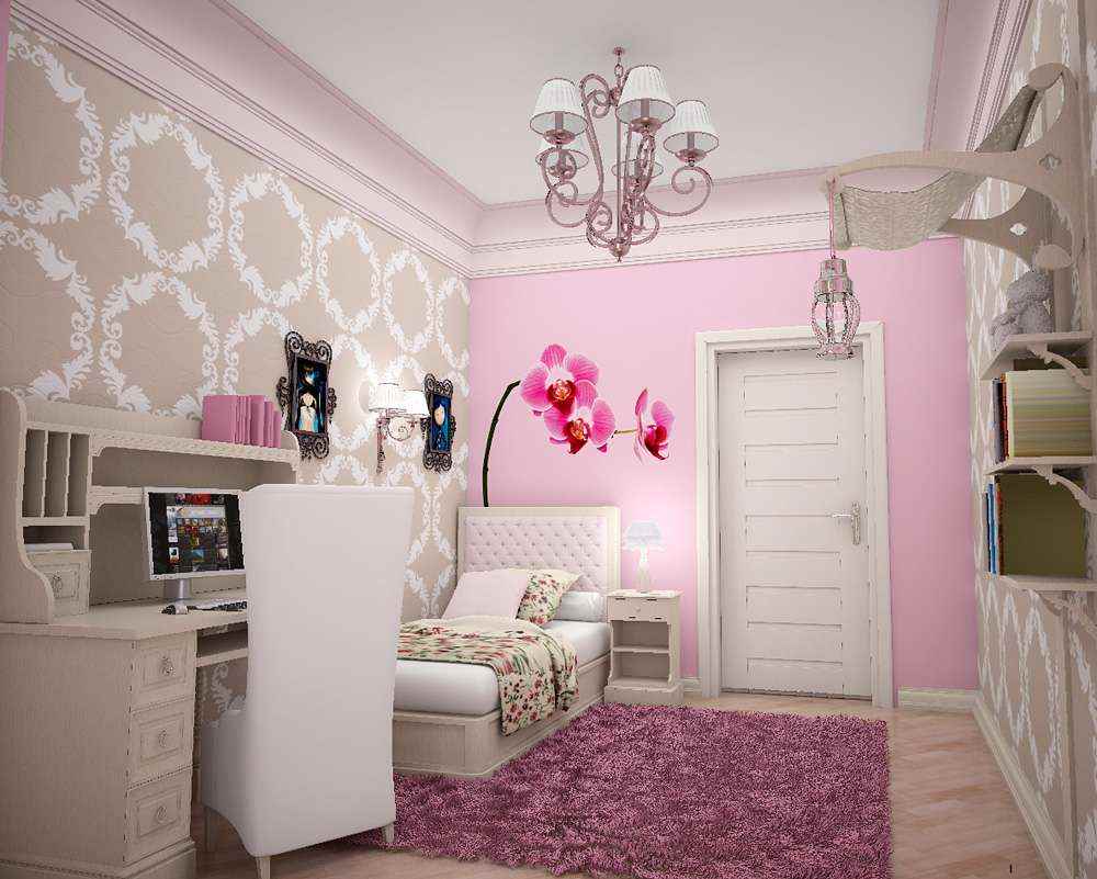 the idea of ​​an unusual style of a nursery for a girl