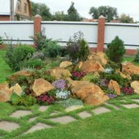 An example of a bright decor of the garden at the cottage photo