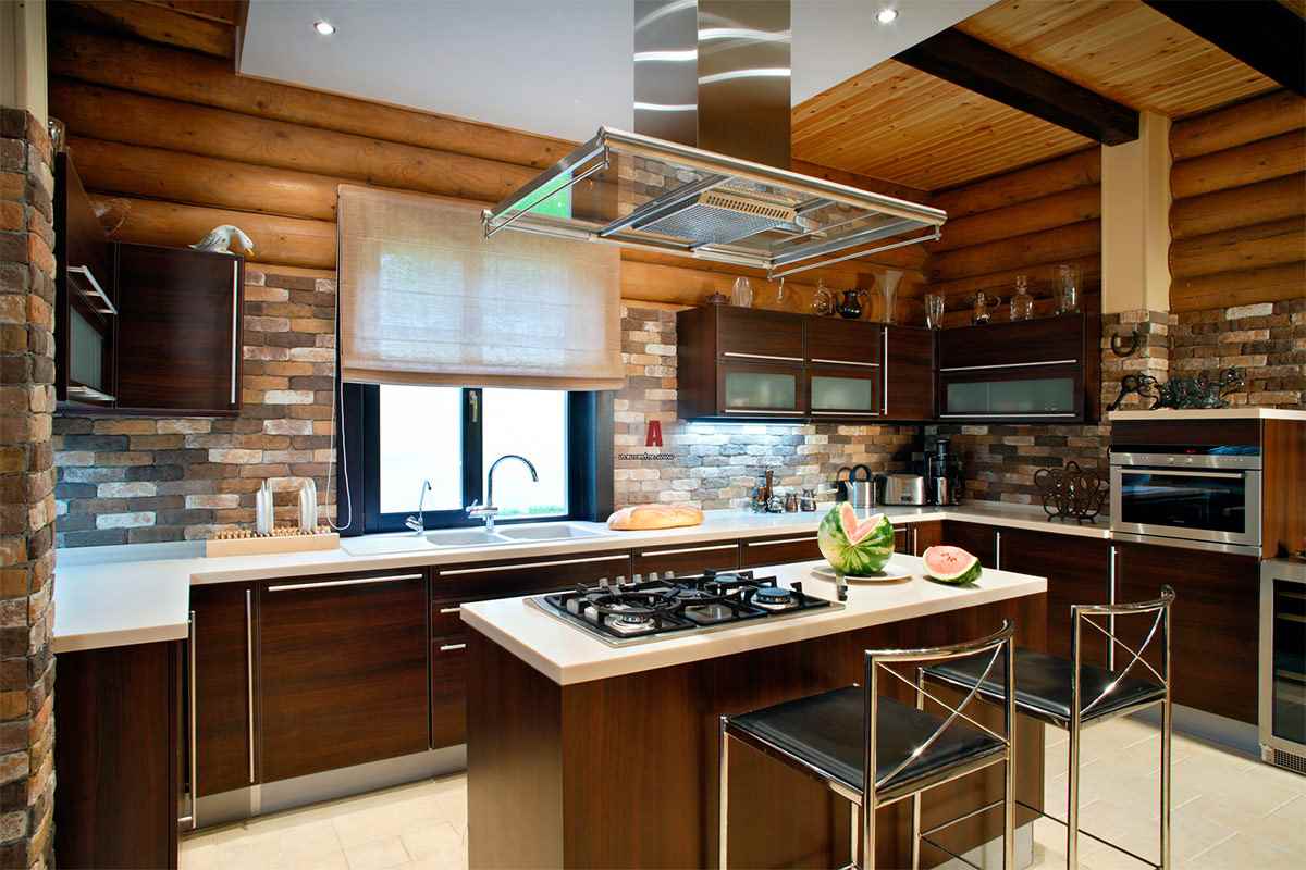 variant of a bright decor of the kitchen in a country house