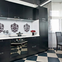 kitchen interior with bay window photo