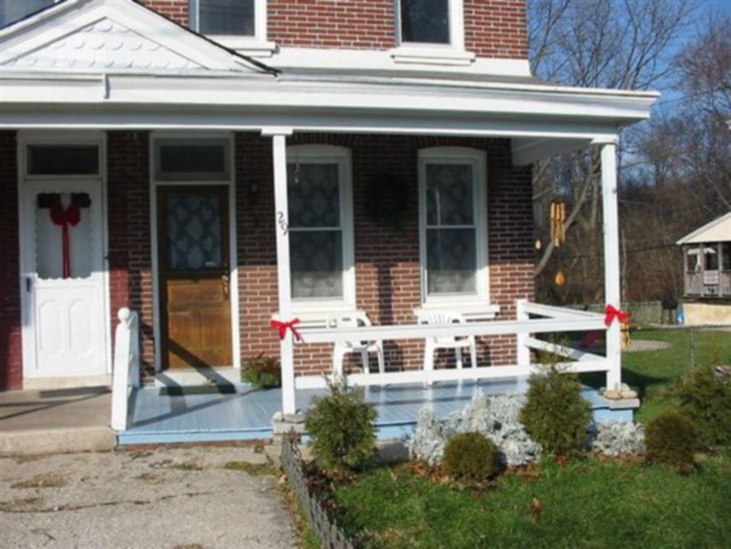 porch of a brick house