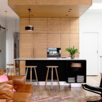 kitchen dining room living room in a private house interior