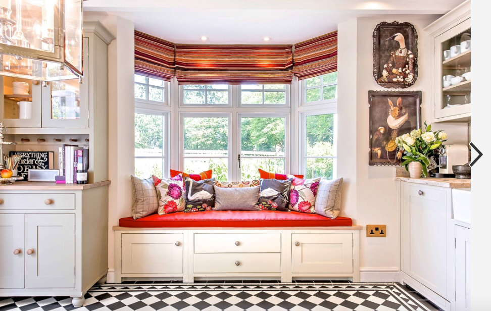 sofa in the kitchen with bay window