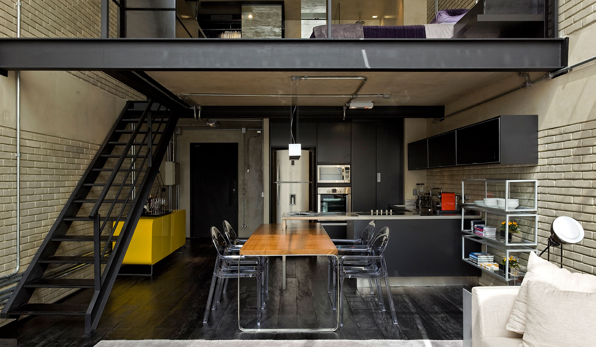 black kitchen loft